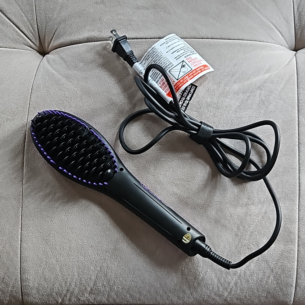 Sutra Heat Brush Hair Straightening Brush Purple Swivel Cord Auto Shutoff